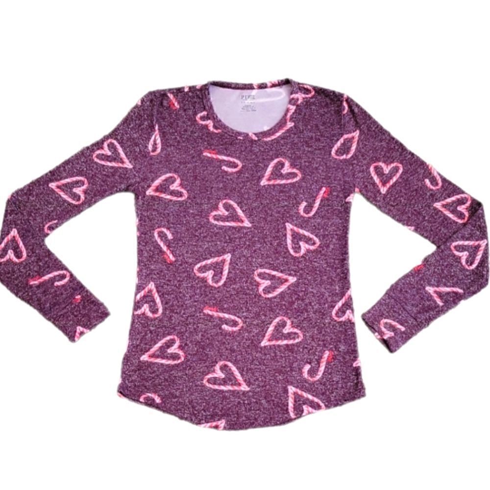 EC VICTORIA'S SECRET PINK CANDY CANE HEART SLEEP SHIRT IN WINTERBERRY SZ…